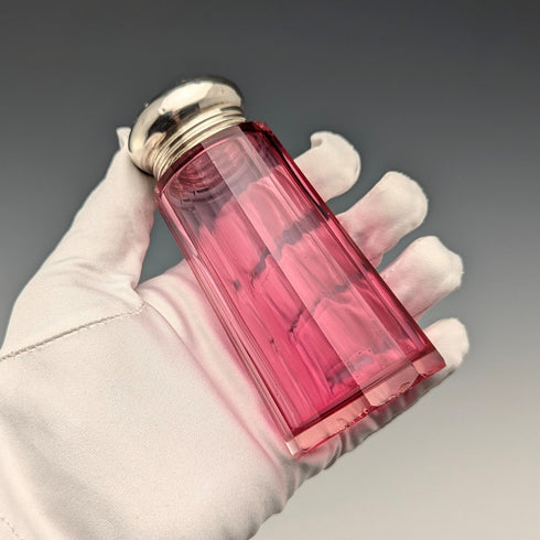 1910 年英國古董蔓越莓玻璃純銀蓋糖杯 Hukin&Heath